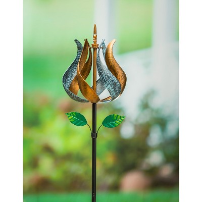 Evergreen 75"H Wind Spinner, Green Flower Center Swirl-