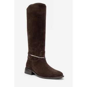 Ansel - Brown Suede Leather Riding Boot (Women) brown suede 8 Forever & Always Shoes US - 1 of 4