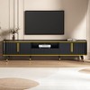 78.8" Minimalism TV Stand with Open Storage Shelf, Sideboard with Cabinets and Unique Golden Iron Legs for Living Room or Entryway - 2 of 4