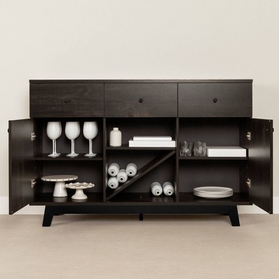 Bellami Black Wood Buffet with Wine Storage