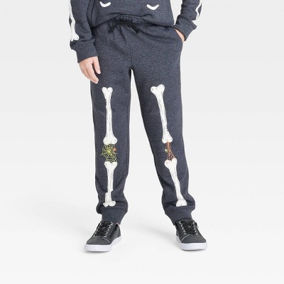 Boys' Fleece Skeleton Jogger Pants - Cat & Jack™ Charcoal Gray