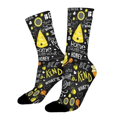 What's The Buzz Bee Hives Women Printed Crew Socks Funny Funky Socks Soft Polyester Novelty Gifts for Artists Men