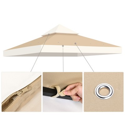 Ivory and Sand Dual-Tier Gazebo Canopy Replacement Cover
