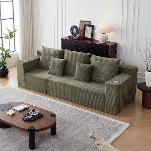 3 Seats Wider Armrest Chenille Modern Sectional Couch with Ergonomic Design and Flexible Modular - 1 of 4