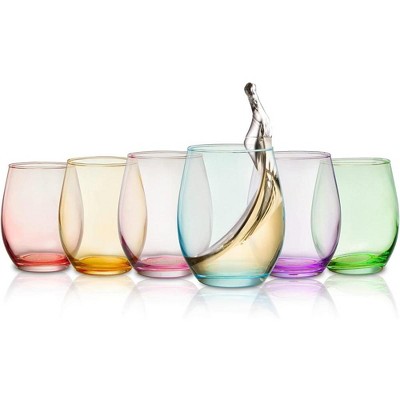 Berkware Set Of 4 Sparkling Blue Colored Stemless Wine Glass (19oz) : Target
