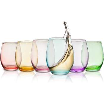 The Wine Savant Italian Colored Crystal Drinking Glasses, Perfect for All Celebrations, Unique Style & Home Decor - 6 pk