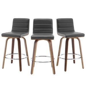 Bekrvio 26" Counter Height Bar Stools - PU Leather Swivel, L Shape Back, Upholstered, Mid-Century Modern Chairs for Kitchen Counter Island - 1 of 4