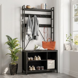 Coucheta  Hall Tree with Bench and Storage, 3-In-1 Entryway Coat Rack & Shoe Bench Organizer for Hallway, Mudroom, Bedroom, Coat Tree Freestanding - 1 of 4