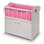 Badger Basket Storage Doll Crib with Bedding and Free Personalization Kit - White