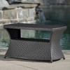 Rattan Outdoor Coffee Table with Umbrella Hole, Wicker Accent Table with Shelf for Patio, Garden, or Lounge – The Pop Home - 3 of 4