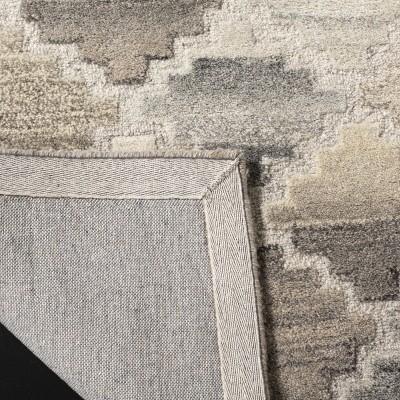 Gray Geometric Handmade Wool 5' x 8' Area Rug