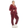 Women's Plus Size 2 Piece Velour Tracksuit Set - White Mark - 2 of 4