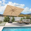 PURPLE LEAF Patio Cantilever Umbrella Teak Finished Aluminum Frame Large Offset Outdoor Sun Umbrellas with Base for Pool Garden Deck - 2 of 4