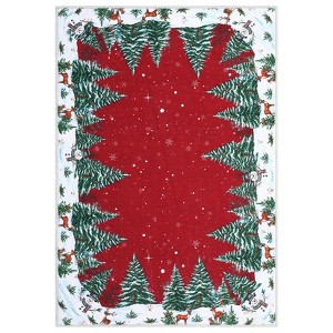 Coolmee  Snowman House Pine Tree Christmas Washable Area Rugs Winter Home Decor Low-Profile Rugs for Entryway Bedroom Living RoomRed - 1 of 4