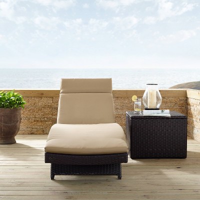 Biscayne Mocha Cushioned Outdoor Chaise Lounger in Dark Brown