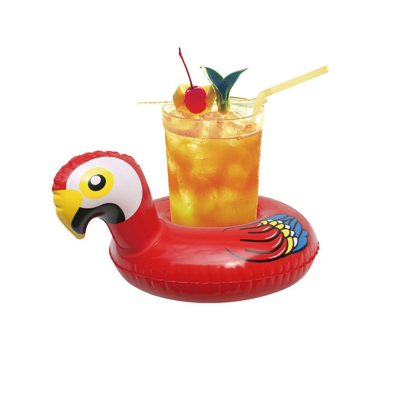 Northlight 10" Inflatable Parrot Swimming Pool Floating Drink Holder, 1 of 3