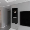 GlasFlength Decorative Storage Cabinets Accent Storage Cabinet Pima Wall Cabinet Wall Storage Shelf With 1 Door for Room, Black, 13.4"*16.1"*43.3" - 2 of 4