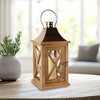 LumaBase Wooden Lantern with Battery Operated Candle - Natural with Copper Roof - 2 of 4