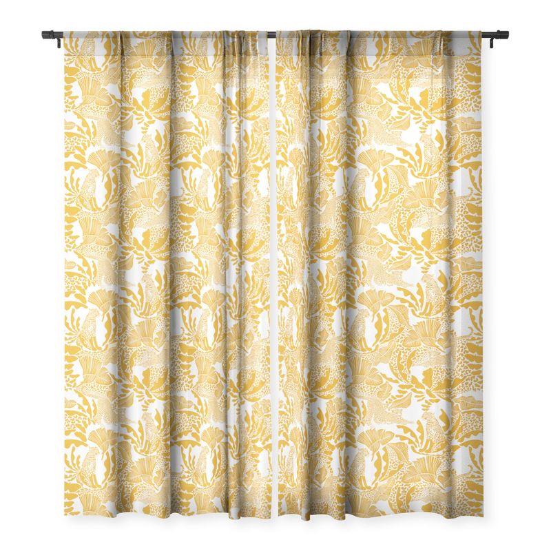 evamatise Surreal Jungle in Bright Yellow Single Panel Sheer Window Curtain - Deny Designs, 3 of 7
