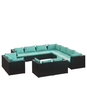 vidaXL Garden Lounge Set Black PE rattan, powder-coated steel Medium - 1 of 4