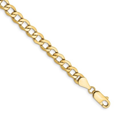 Black Bow Jewelry 5.25mm, 14k Yellow Gold, Hollow Curb Link Chain Bracelet