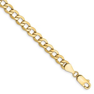 Black Bow Jewelry 5.25mm, 14k Yellow Gold, Hollow Curb Link Chain Bracelet - 1 of 4
