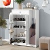TopComfy Decorative Storage Cabinets Freestanding Shoe Shutter Door Shoe Storage Adjustable Storage Shelf for Living Room, White, 48.4"*18"*8.4" - 3 of 4