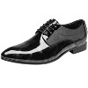 Santimon Dress Shoes Pointed Toe Floral Patent Leather Lace Up Oxfords - 2 of 4