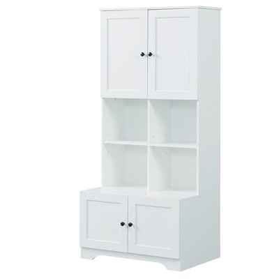 TiramisuBest Grey Bathroom Cabinet Triangle Corner Storage Cabinet with Adjustable Shelf Modern Style MDF Board