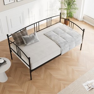 COZONY Twin Daybed with Trundle  Metal Bed Frame with Six-Wheel Pull-Out Roller Heavy-Duty Steel Slats, No Spring Mattress, for Living Room - 1 of 4