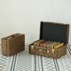 Vintiquewise Decorative Tufted Velvet Suitcase Treasure Chest Set of 2, Brown - 2 of 4