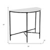 HomeRoots 36" White and Black Genuine Marble and Iron Half Moon Console Table - 3 of 4