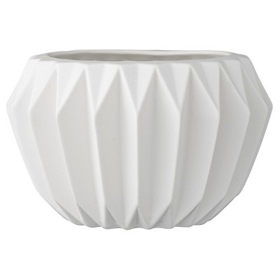 Ceramic Fluted Flower Pot - White (6") - 3R Studios