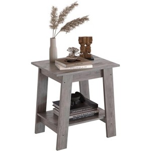 Side Table, End Table with 2-Tier Storage Shelf, Sofa Table for Small Space,Gray - 1 of 4