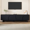 Wooakway Black TV Stand with Adjustable Shelves Storage Cabinet with Arch Fluted Glass Doors Entertainment Center for Living Room for TVs up to 78" - 2 of 4