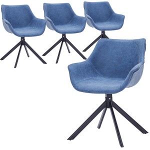 LeisureMod Markley Leather Dining Chair with 360-Degree Swivel Armchair and Powder-Coated Iron Legs Set of 4 - 1 of 4