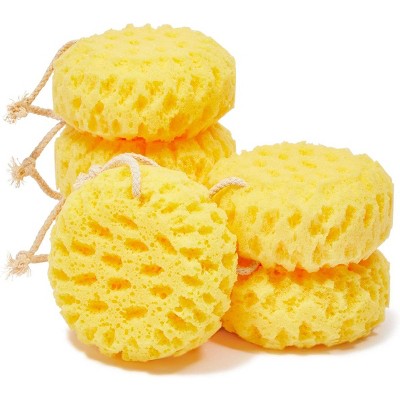 Okuna Outpost 6 Pack Exfoliating Loofah Body Scrubber, Yellow Bath Sponge (5 Inches)