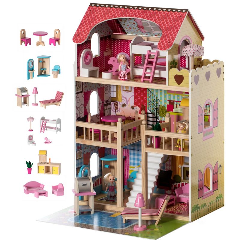 ShpilMaster Wooden Doll House with Toys and Furniture Accessories with LED light for Ages 3+, 1 of 15