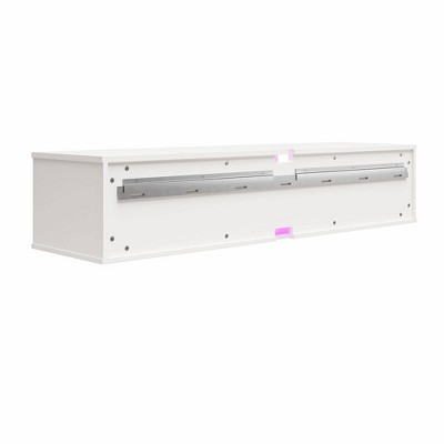 White MDF Floating TV Stand with Cabinet and LED Lighting