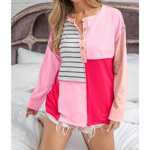 Women's Stitching Button Top - BiBi M - 1 of 2