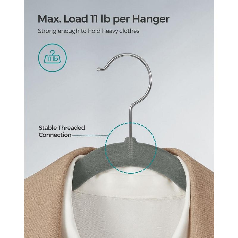 SONGMICS Velvet Hangers Non-Slip Clothes Hangers Pants Bar Space-Saving, 5 of 8