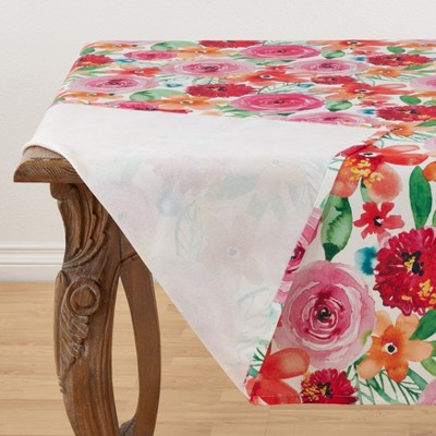 Santa Monica Floral Print Rectangular Fabric Tablecloth