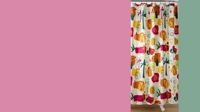 Multicolor Abstract Pattern Shower Curtain Bundle with Hooks