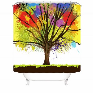 Colored Big Tree Shower Curtains for Bathroom Waterproof Fabric Bath Curtain Durable Soft Stylish Bathroom Decor 72x72 Inch - 1 of 1