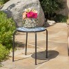 FONTOI End Table with Round Tabletop, Side Table with Mosaic-style Pattern for Home Bedroom Living Room Patio, White&Blue, 15.25"*17"*15.25" - 2 of 4