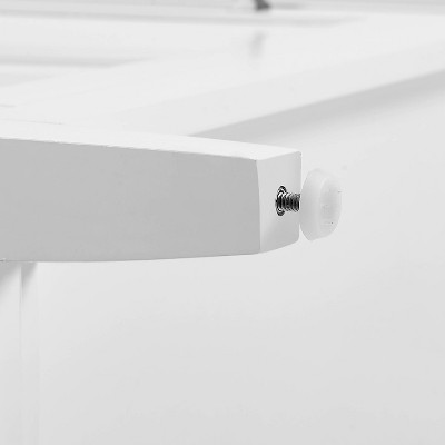 Silvia White Kitchen Island with Stainless Steel Top and Black Upholstered Saddle Stools