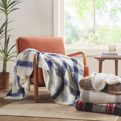 Bloomington 50"x60" Plaid Faux Mohair Sherpa Throw Blanket