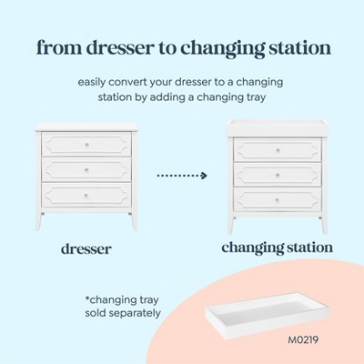 Chloe Regency White Crystal-Knobbed Nursery Dresser