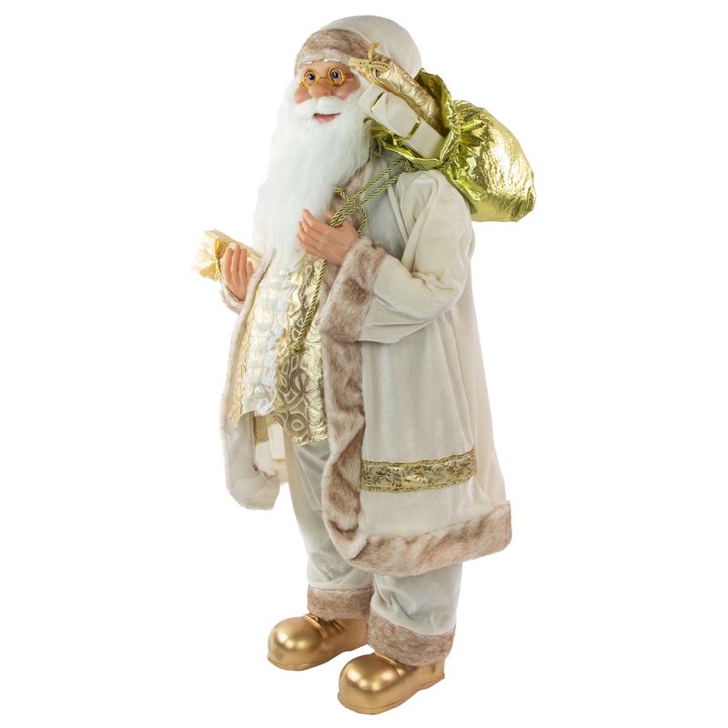 Northlight 36" Winter White and Ivory Santa Claus with Gift Bag Christmas Figure, 3 of 7