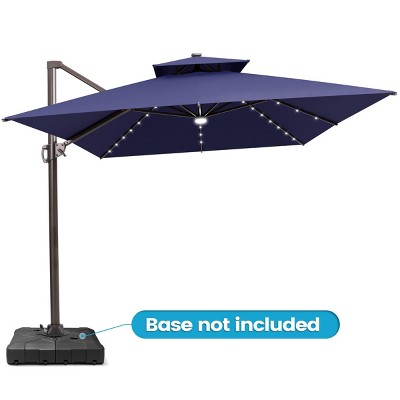 Crestlive Products 13FT Patio Cantilever Umbrella with Light Double Top High-strength Aluminum 360°Rotation 5 Heights Adjustable Offset Umbrella